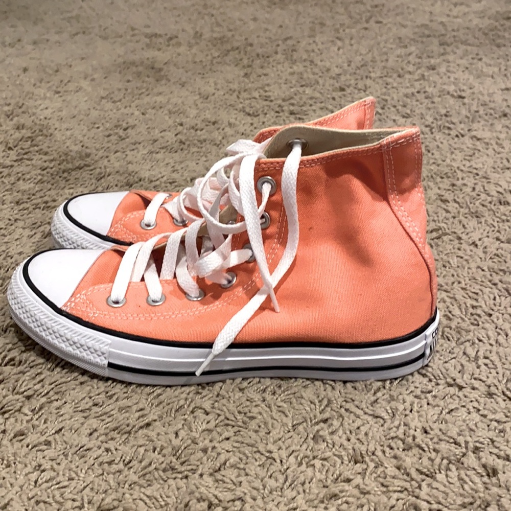 Coral Converse High Tops